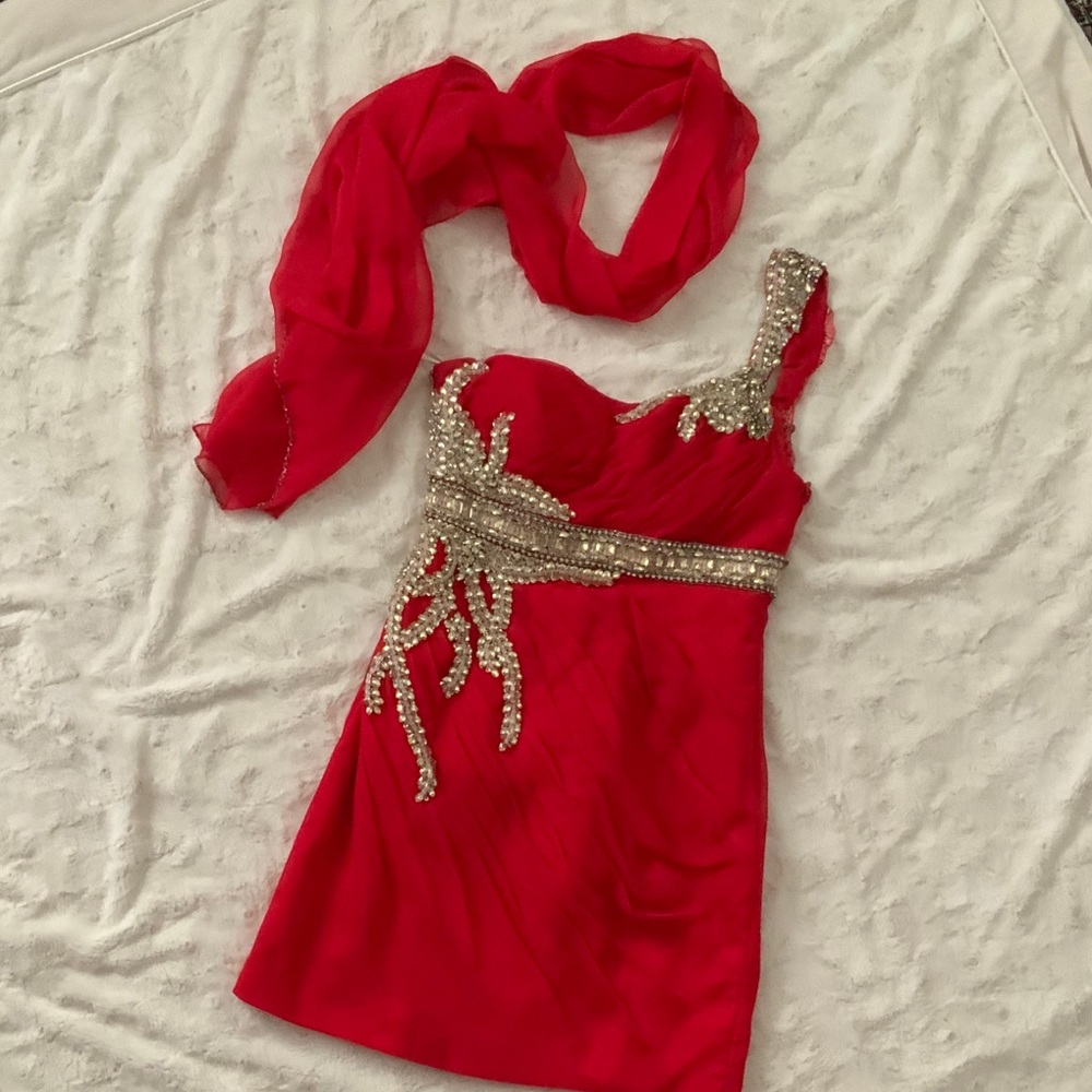 Terani Couture Dress w/scarf Party/CocktailFormal